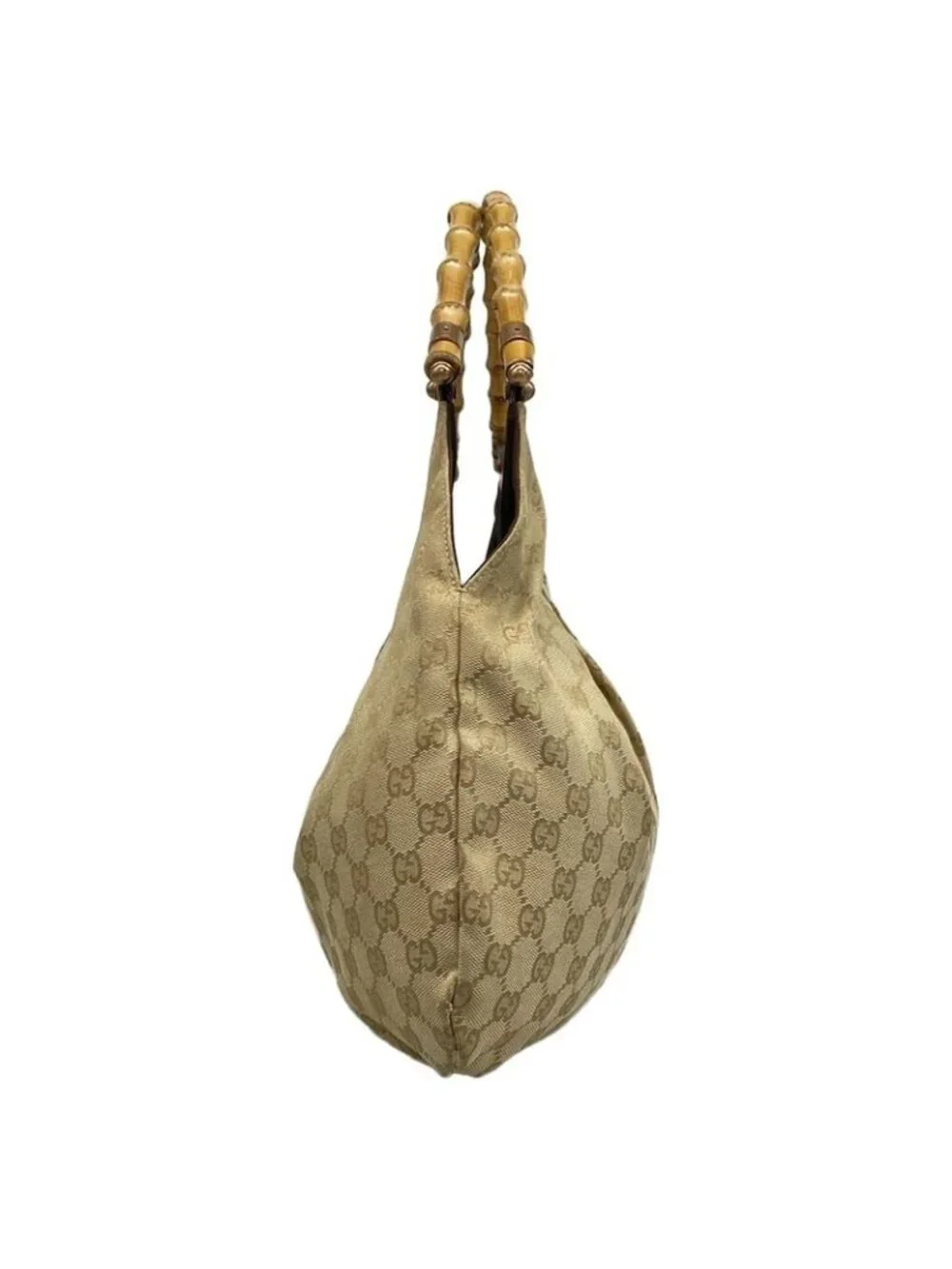 ★SOLD★ Gucci Shoulder Bag Bamboo GG Pattern Beige Brown Studs Leather - Picture 2 of 15